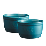 Emile Henry Made in France 8.5 oz Ramekin, Set of 2, 4" by 2.5", Mediterranean Blue