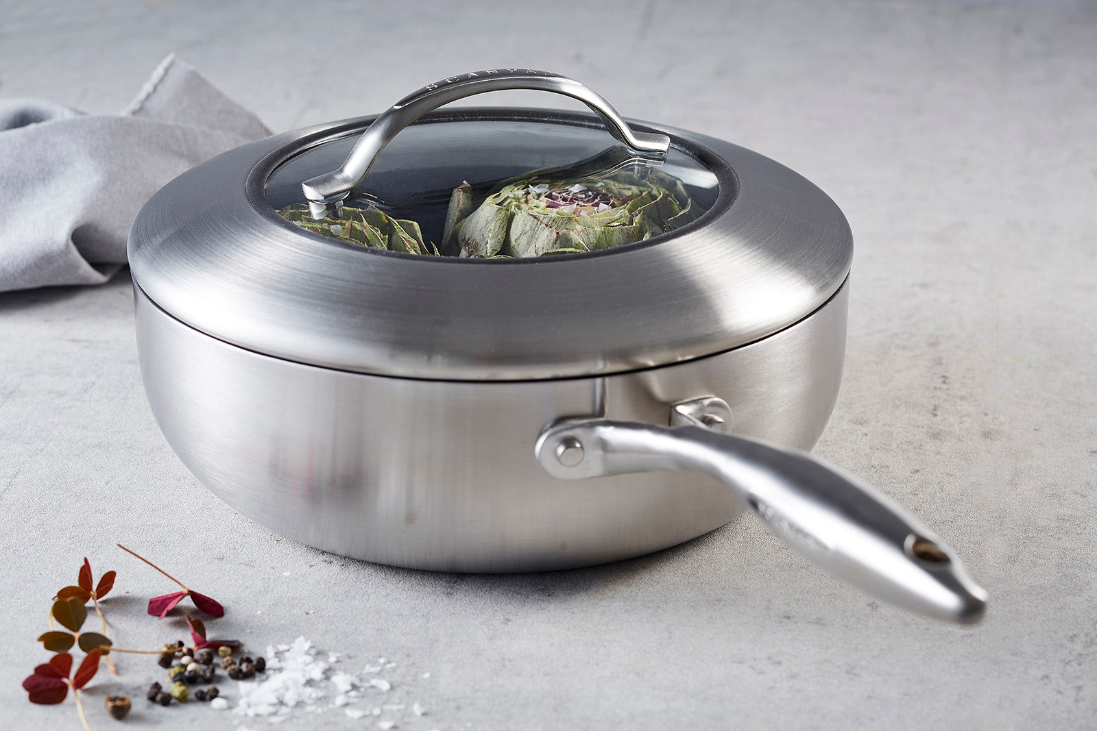 Scanpan CTX 4 Quart Nonstick Deep Saute Pan With Lid, 10.25 Inch, Stainless Steel