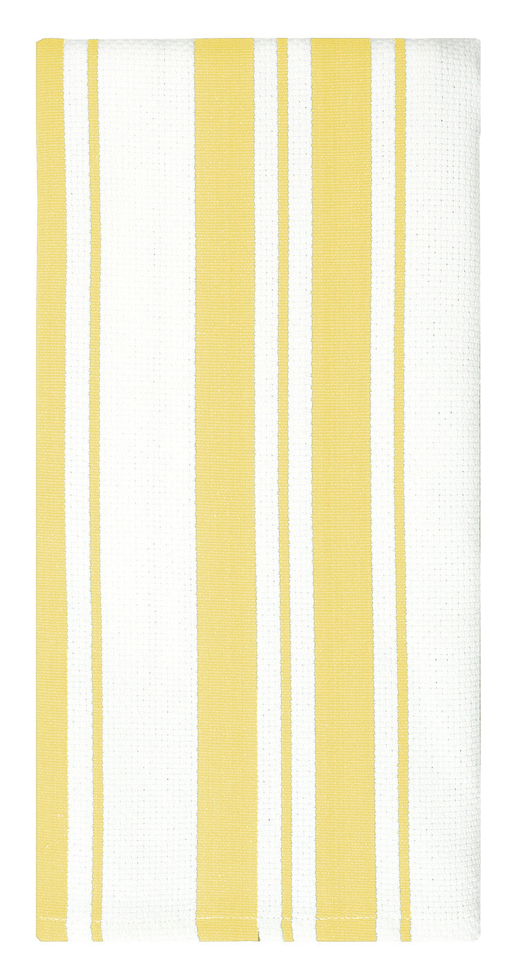 MU Kitchen 100% Cotton Basket Weave Stripe Dishtowel, 20 by 30-Inches, Daffodil