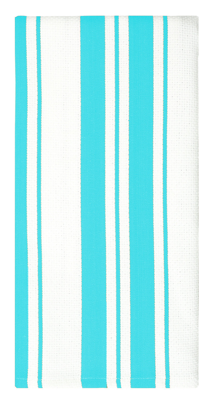 MU Kitchen 100% Cotton Basket Weave Stripe Dishtowel, 20 by 30-Inches, Aquamarine