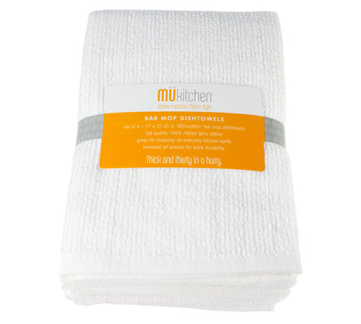 MU Kitchen Cotton Bar Mop Kitchen Towel, Set of 3, White