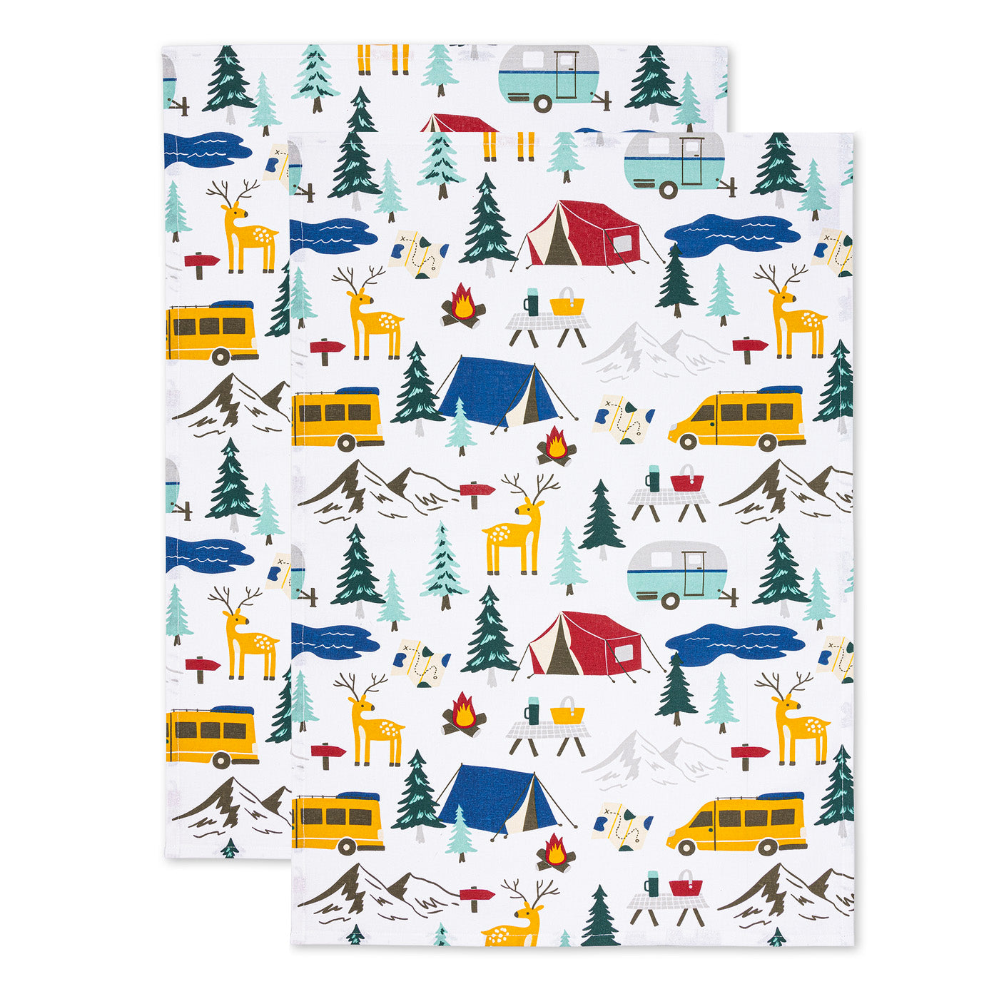MU Kitchen Designer Cotton Dish Towel, Set of 2, Camping