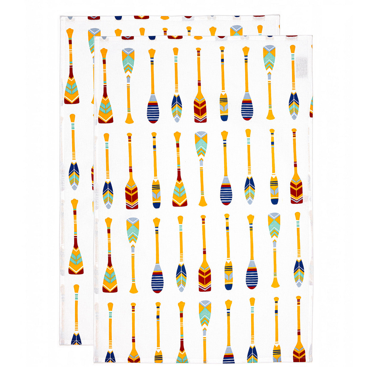 MU Kitchen Designer Cotton Dish Towel, Set of 2, Oars & Paddles