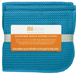 MU Kitchen 12" x 12" Waffle Microfiber Dish Cloth Set Of 3, Sea Blue