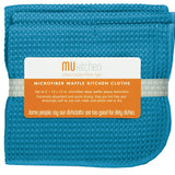 MU Kitchen 12" x 12" Waffle Microfiber Dish Cloth Set Of 3, Sea Blue