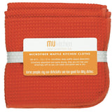 MU Kitchen 12" x 12" Waffle Microfiber Dish Cloth Set Of 3, Coral
