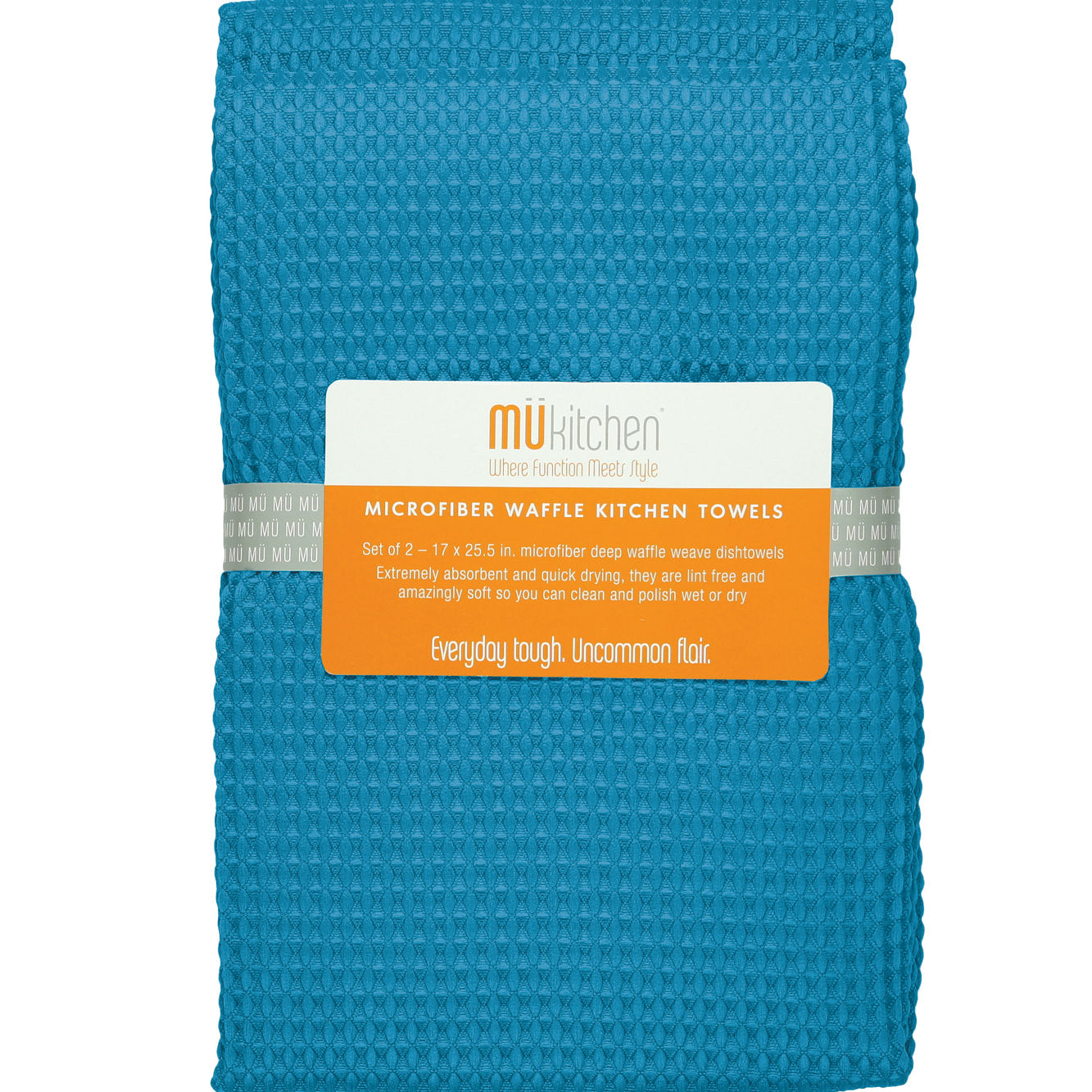MU Kitchen 17-Inch x 25-Inch Waffle Microfiber Dishtowel, Set Of 2