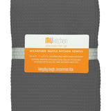 MU Kitchen 17-Inch x 25-Inch Waffle Microfiber Dishtowel, Set Of 2, Cadet Gray