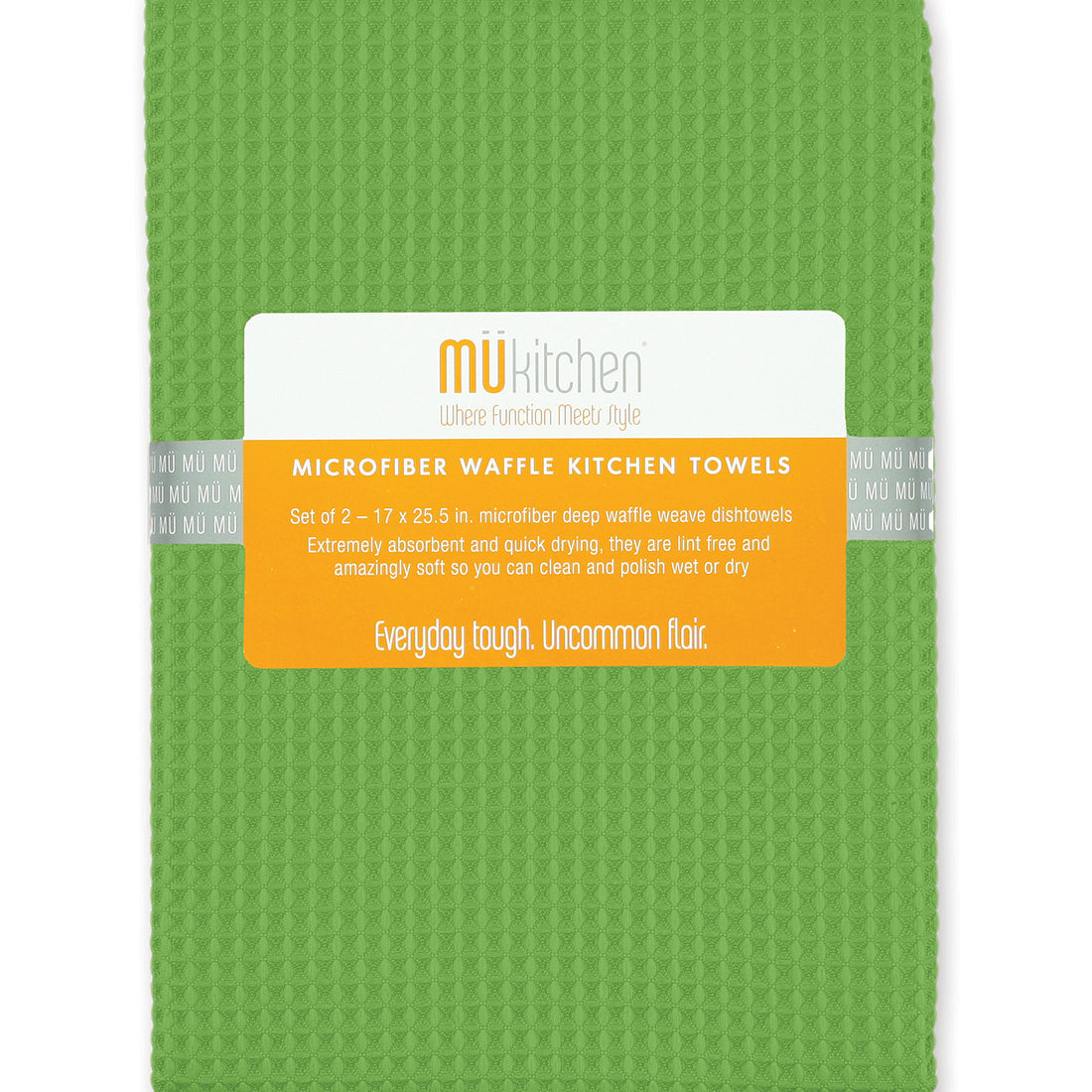 MU Kitchen 17-Inch x 25-Inch Waffle Microfiber Dishtowel, Set Of 2, Cactus