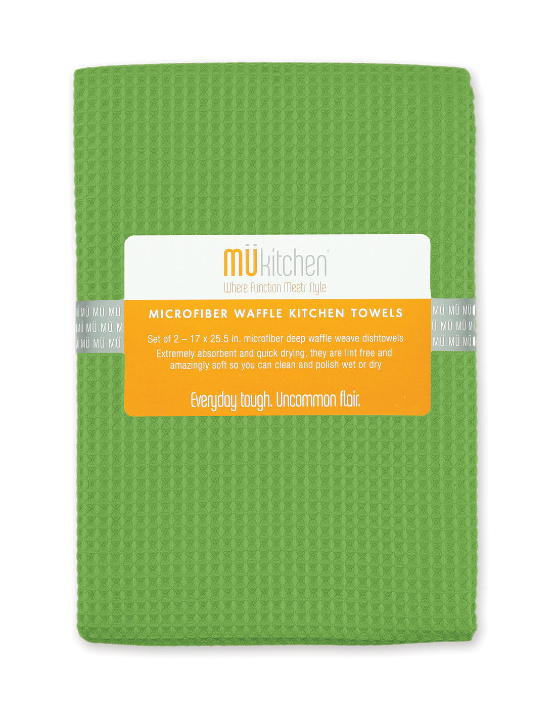 MU Kitchen 17-Inch x 25-Inch Waffle Microfiber Dishtowel, Set Of 2, Cactus