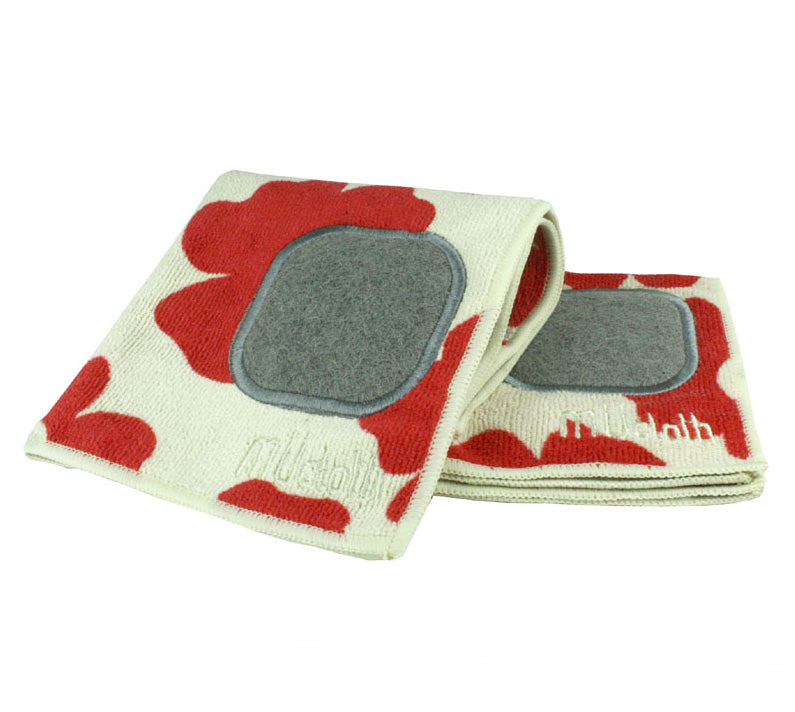 MU Kitchen 12" x 12" Microfiber Dish Cloth With Scrubber, Poppy Red