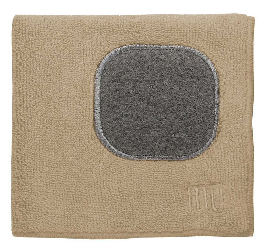 MU Kitchen 12" x 12" Microfiber Dish Cloth With Scrubber, Flax