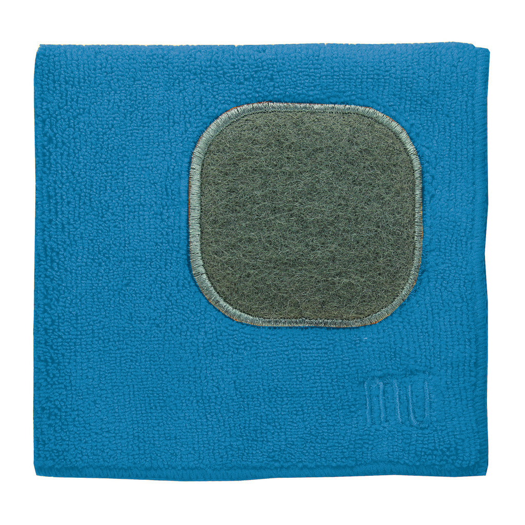 MU Kitchen 12" x 12" Microfiber Dish Cloth With Scrubber, Blueberry