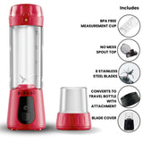 Blendi Pro Plus Premium Cordless Portable 17.5oz Rechargeable Blender, Red