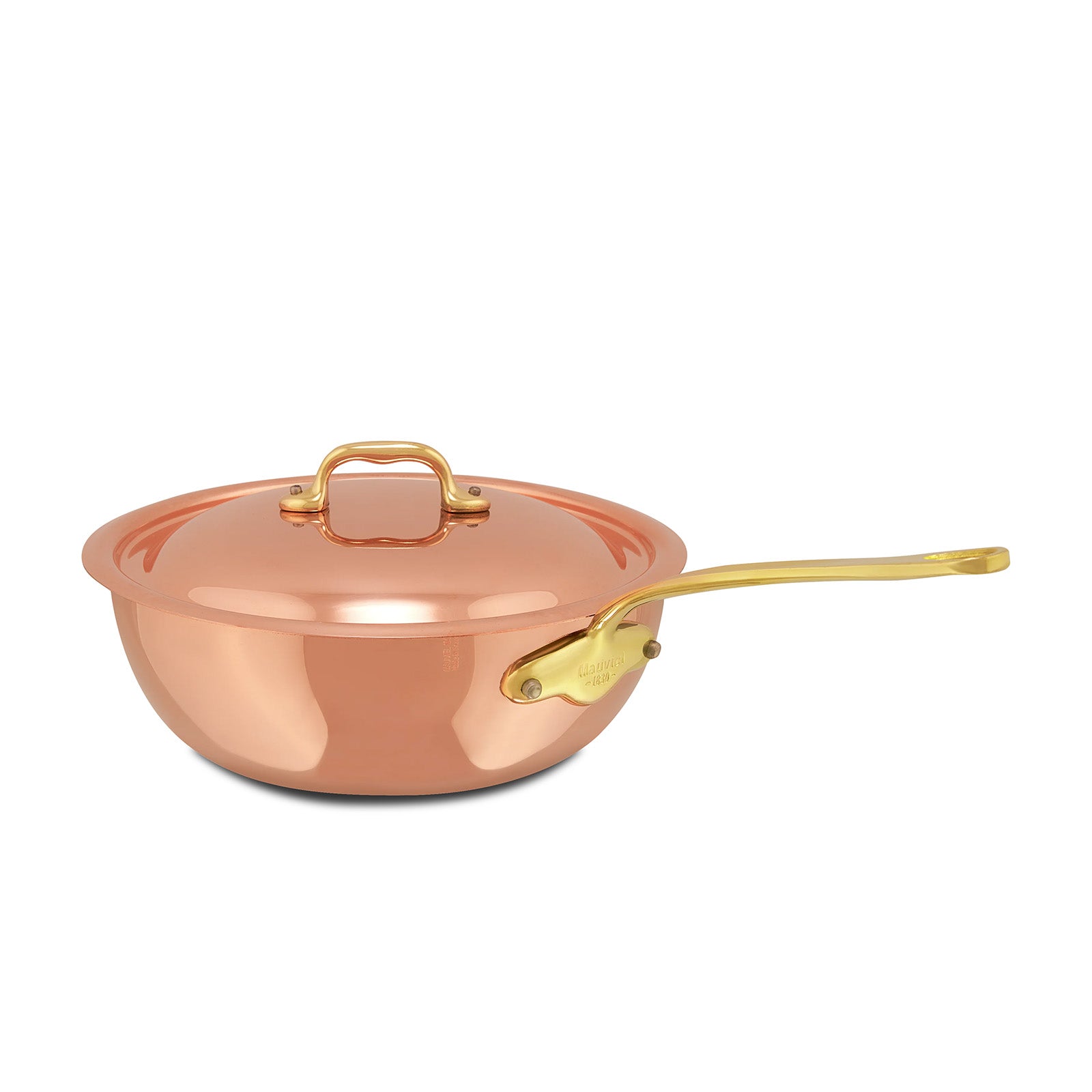 Mauviel M'Heritage 150 B Copper & Stainless Steel Curved Splayed Sauté Pan With Lid, 1.2-Quart