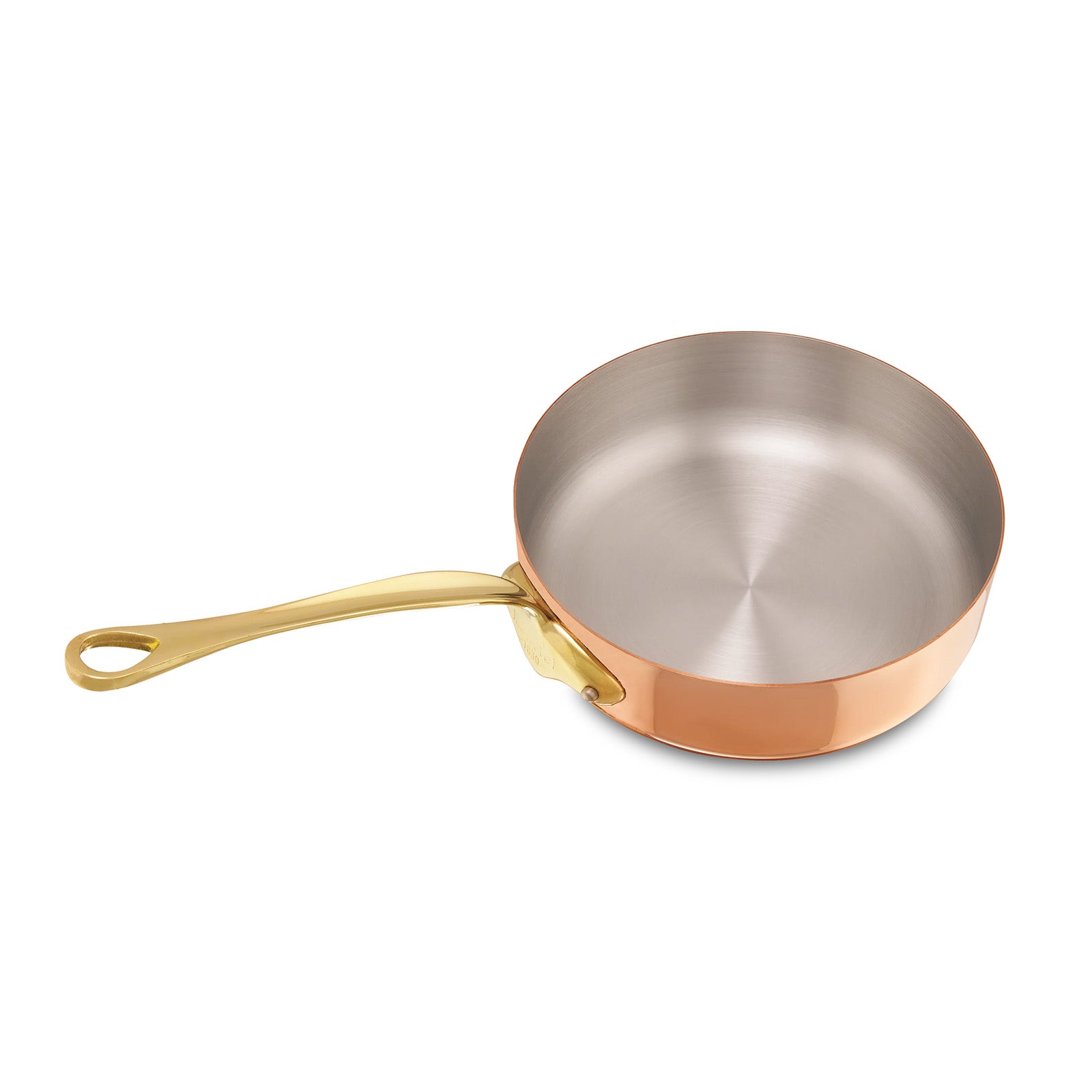 Mauviel M'Heritage 150 B Copper Saute Pan With Lid, Brass Handle, 3.3-Quart