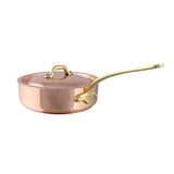 Mauviel M'Heritage 150 B Copper Saute Pan With Lid, Brass Handle, 3.3-Quart