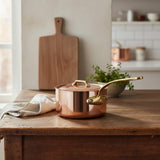 Mauviel M'Heritage 200 B 2mm Copper & Stainless Steel Sauce Pan With Lid and Brass Handles, 1.8-qt