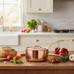 Mauviel M'Heritage 200 B 2mm Copper & Stainless Steel Sauce Pan With Lid and Brass Handles, 1.8-qt