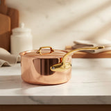 Mauviel M'Heritage 200 B 2mm Copper & Stainless Steel Sauce Pan With Lid and Brass Handles, 1.8-qt