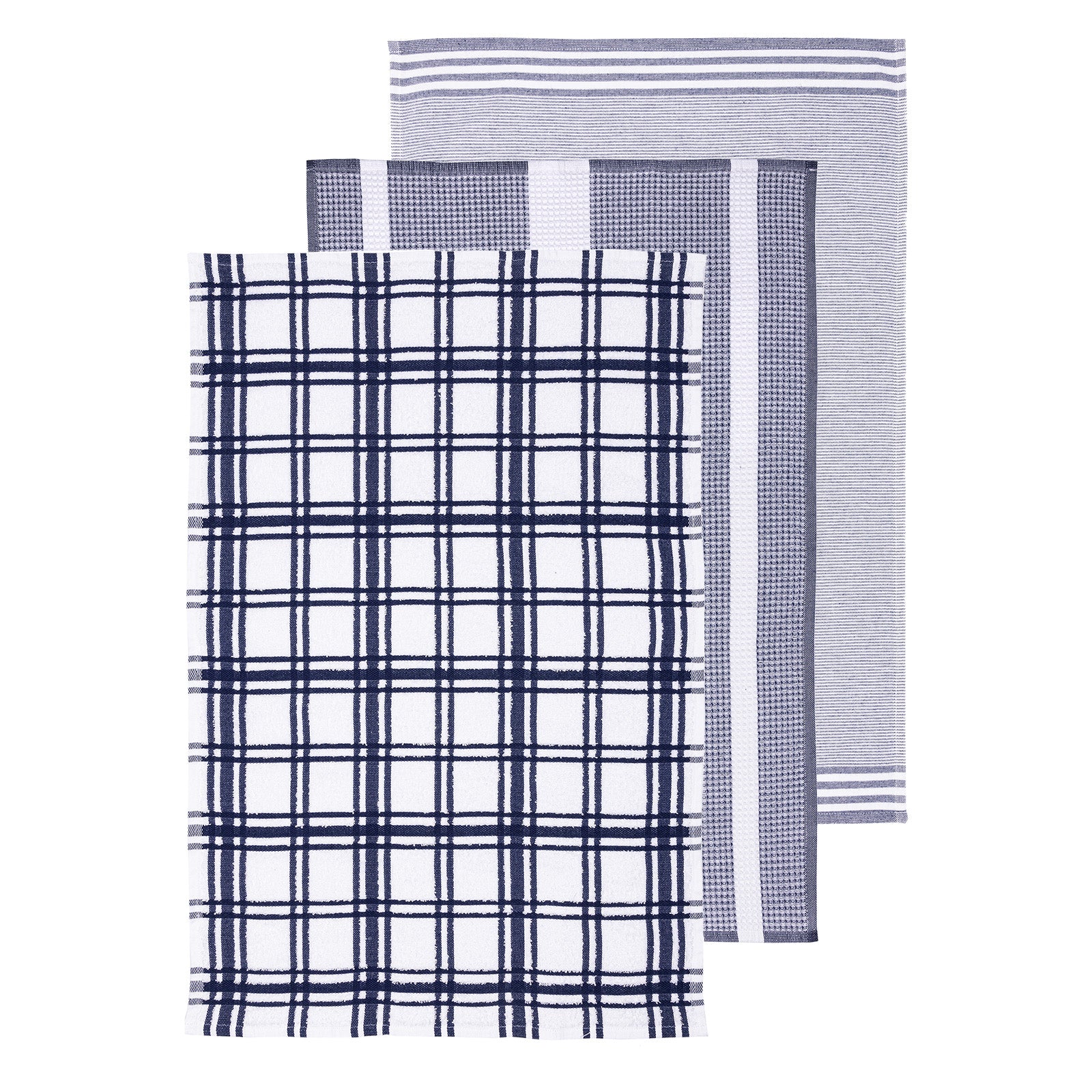 MU Kitchen Terry Kitchen Towel, Set of 3, Ink Blue