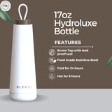 Blendi Slim Hydroluxe 17oz Water Bottle - Eco-Friendly, BPA Free, White