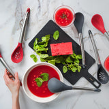 Cuisipro Silicone & Stainless Steel Slotted Spoon, Red