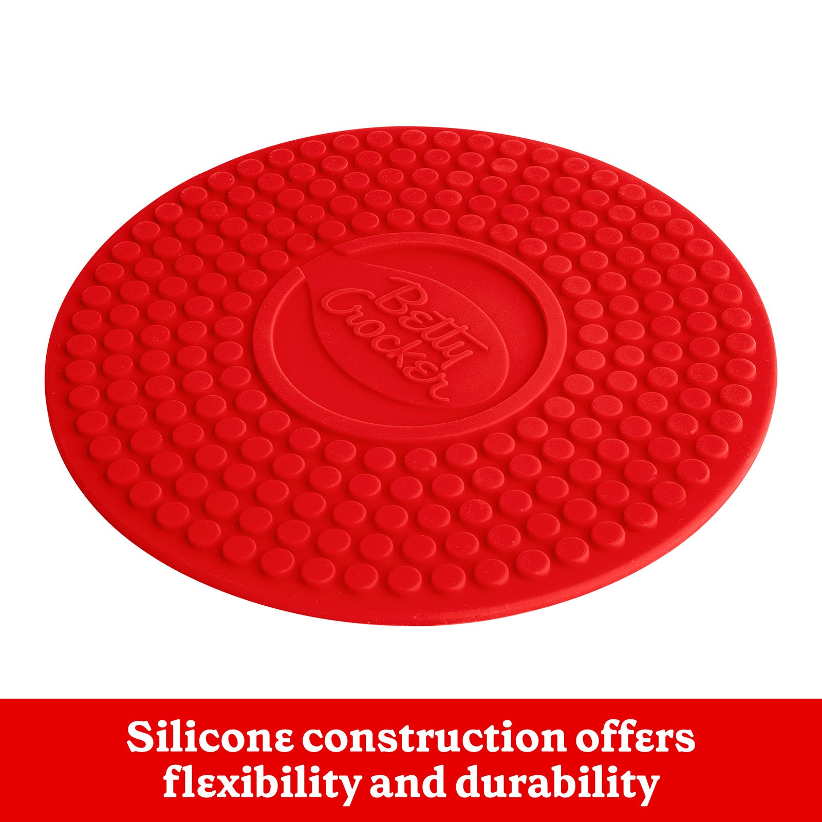 Betty Crocker Silicone 7 x 7 Inch Trivet, Red