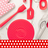 Betty Crocker Silicone 7 x 7 Inch Trivet, Red
