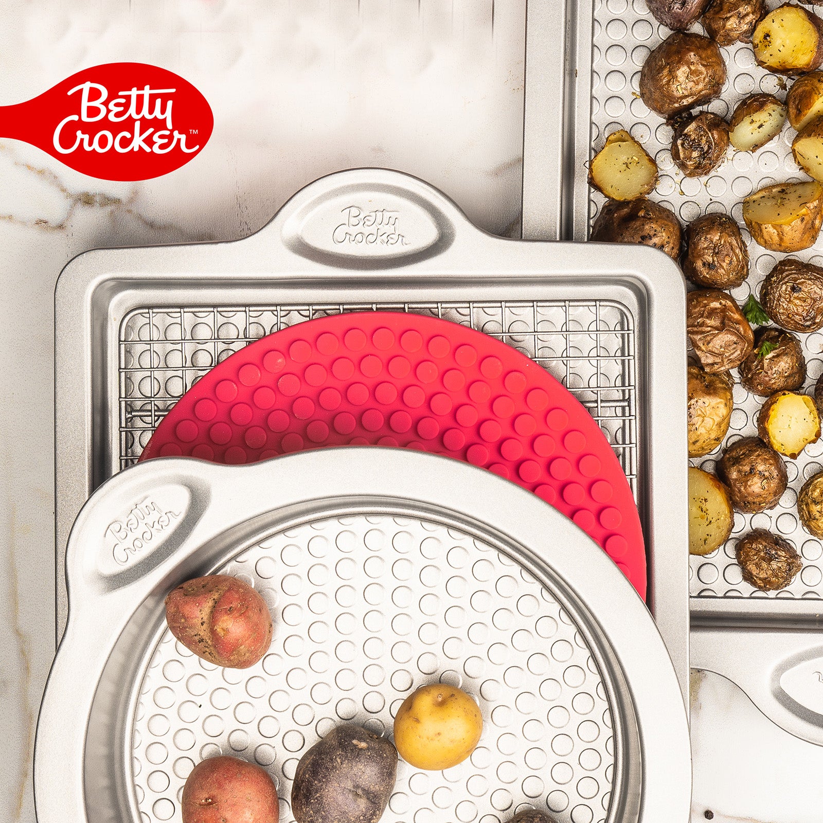Betty Crocker Silicone 7 x 7 Inch Trivet, Red