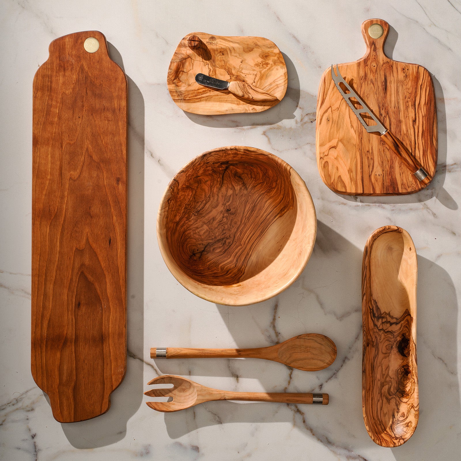 Berard France Olive Wood Handcrafted Butter Dish & Knife