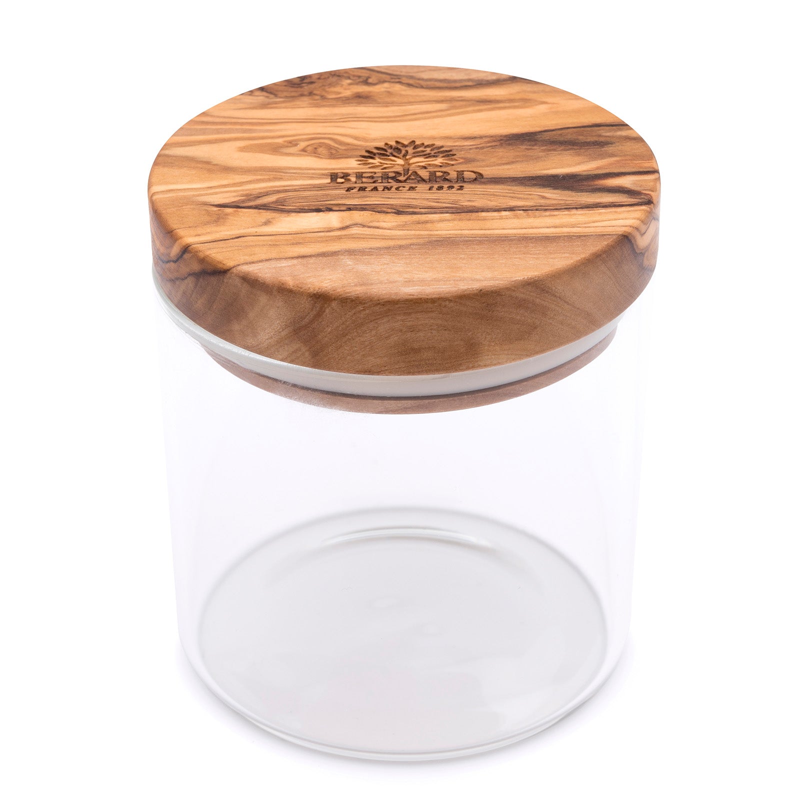 Berard Glass Storage Jar With Olive Wood Lid, 13.5-ounce