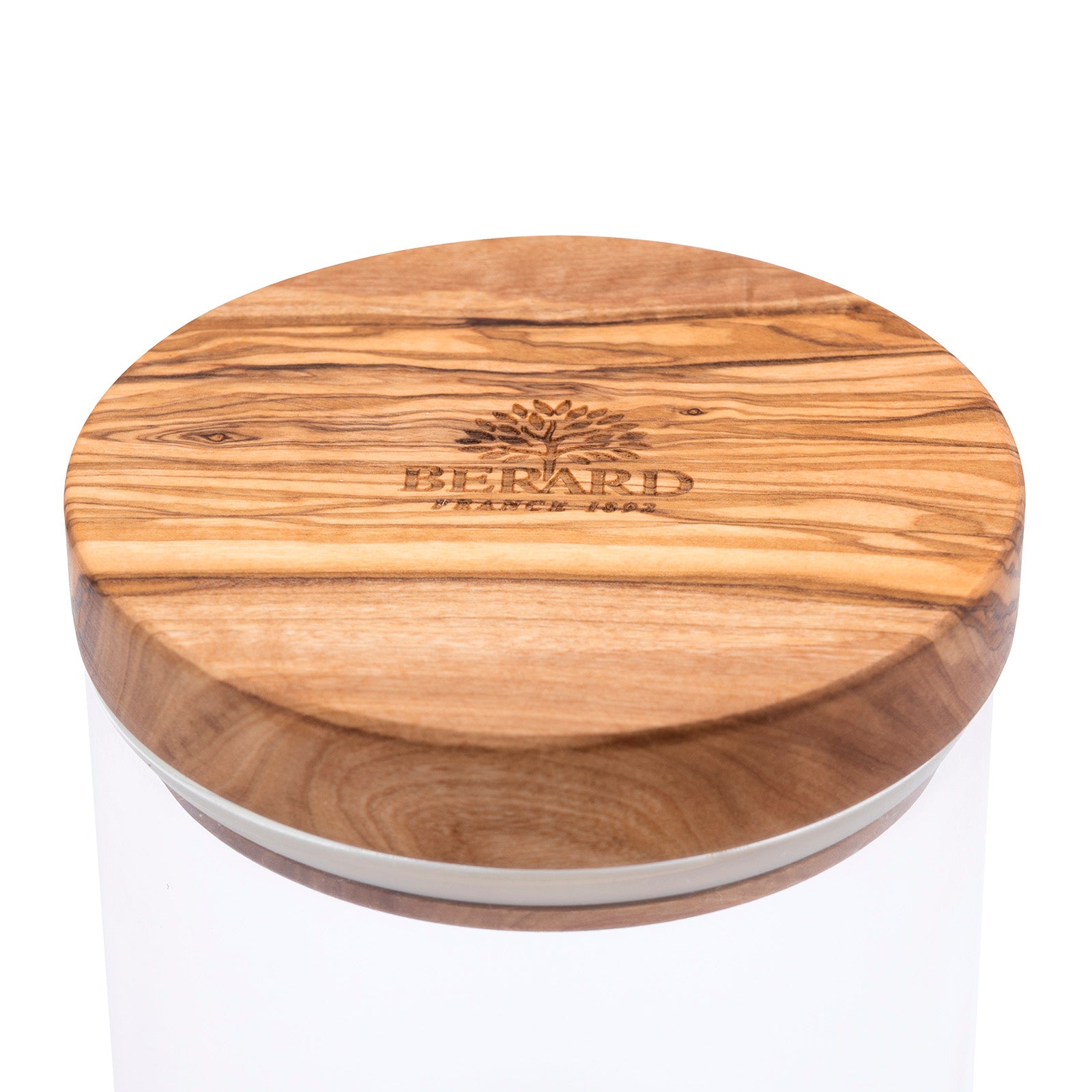 Berard Glass Storage Jar With Olive Wood Lid, 30-ounce