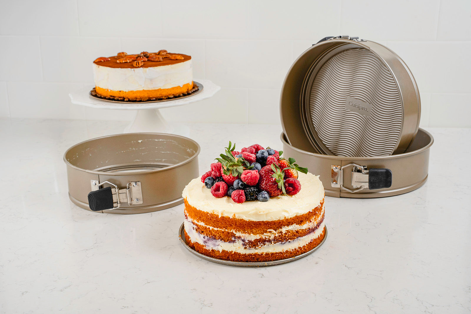 Cuisipro Nonstick 9-Inch Springform Pan with Wave Pattern, Champagne