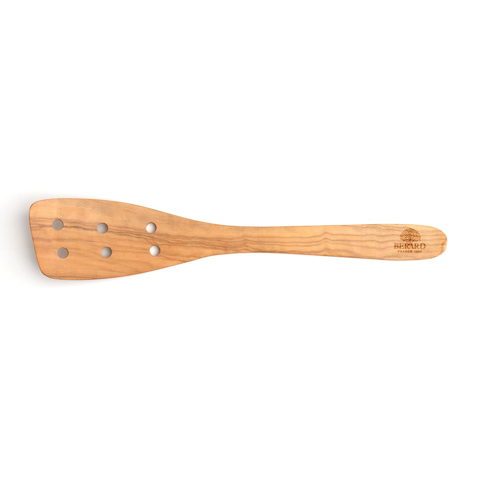 Berard Handcrafted Olive Wood 13 Inch Curved Slotted Spatula