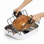 Cuisipro Roast & Serve Non-Stick Turkey and Poultry Roasting Rack, Black