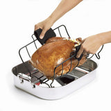 Cuisipro Roast & Serve Non-Stick Turkey and Poultry Roasting Rack, Black