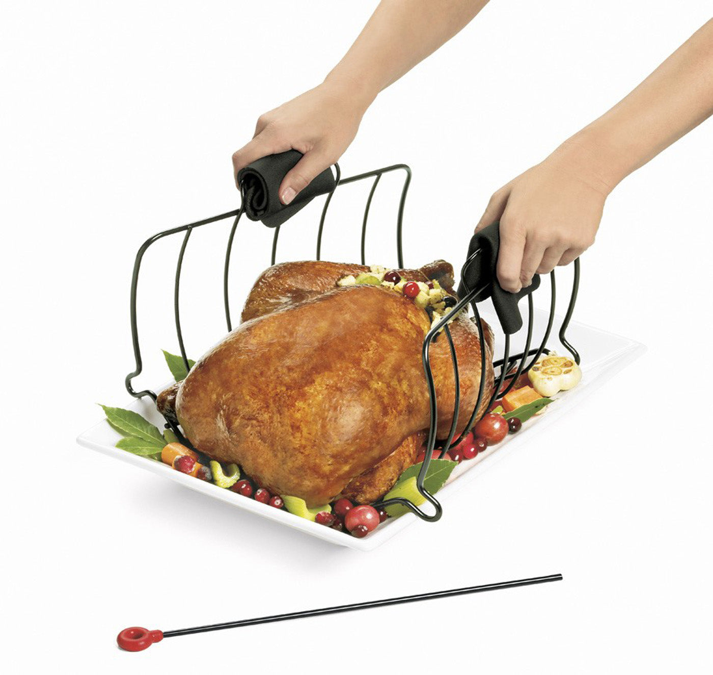 Cuisipro Roast & Serve Non-Stick Turkey and Poultry Roasting Rack, Black