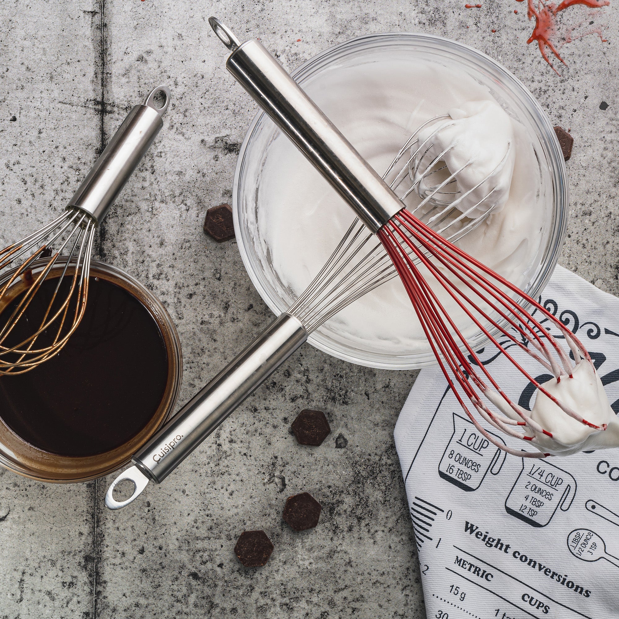 Cuisipro 8-Inch Stainless Steel and Silicone Egg Whisk, Red