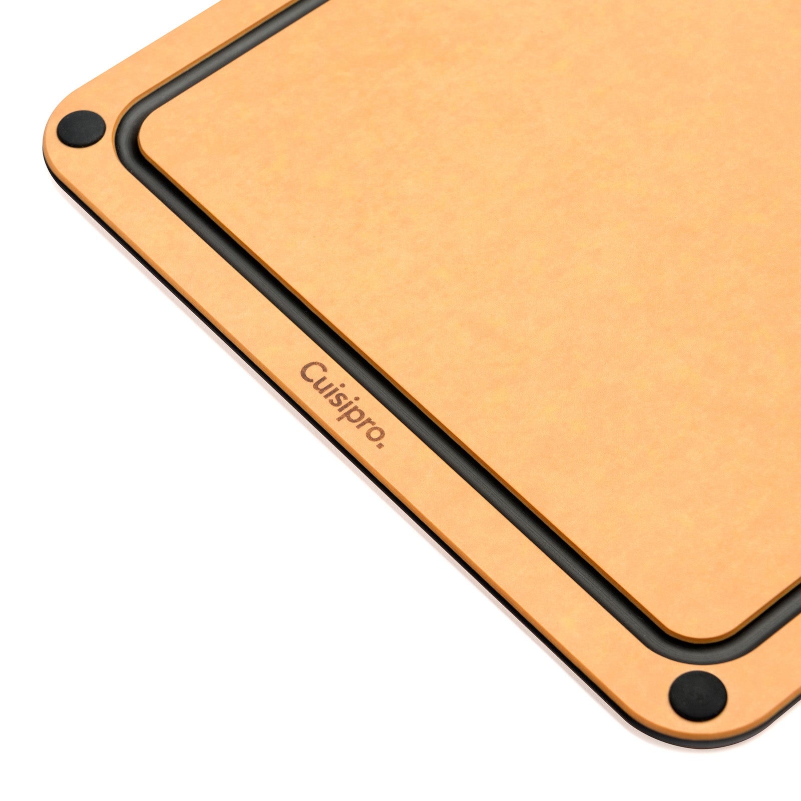 Cuisipro Fibre Wood Cutting Board with Silicone Feet, 16 x 11 Inch, Natural/Slate