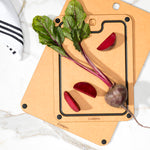 Cuisipro Fibre Wood Cutting Board with Silicone Feet, 16 x 11 Inch, Natural/Slate