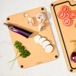 Cuisipro Fibre Wood Cutting Board with Silicone Feet, 16 x 11 Inch, Natural/Slate