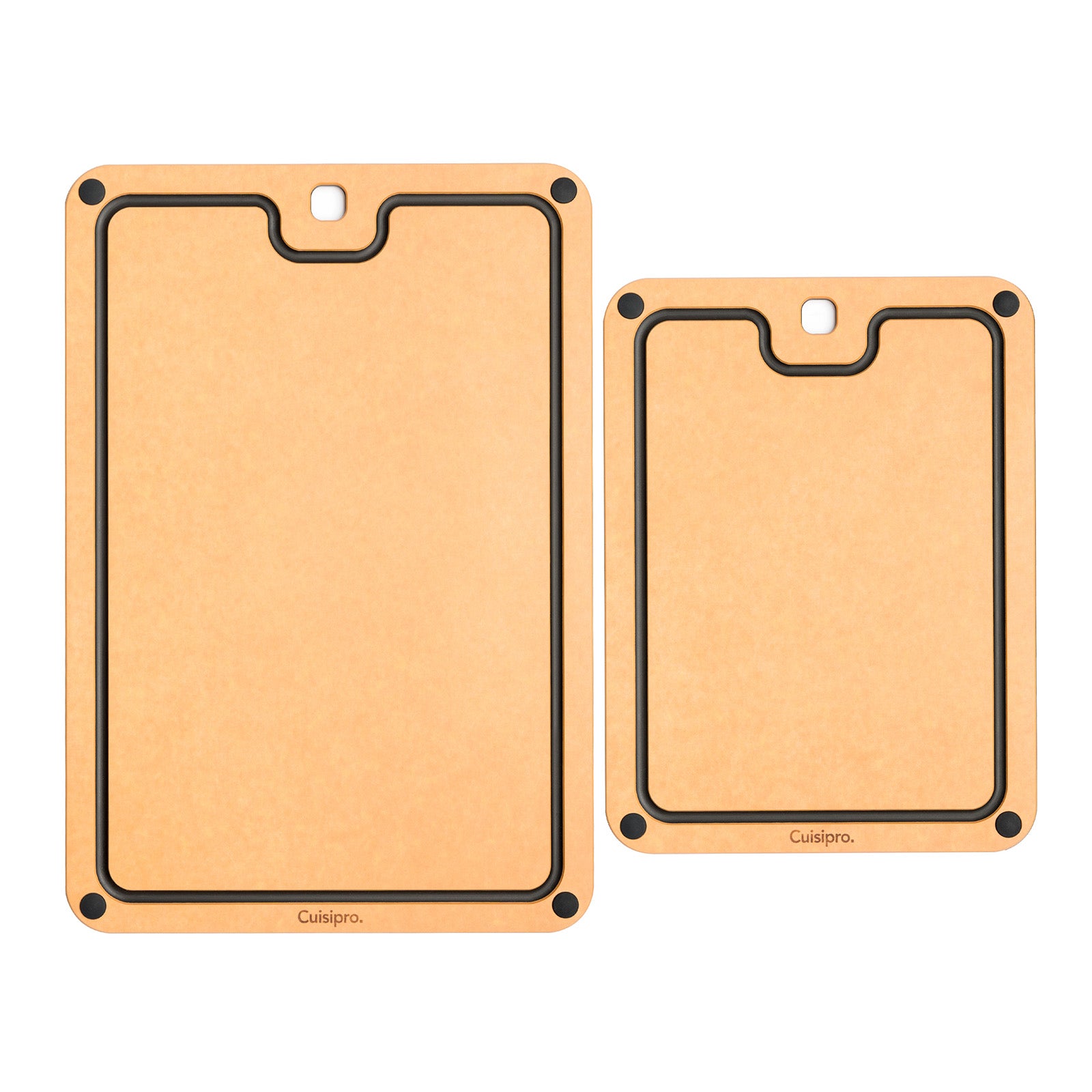 Cuisipro Fibre Wood Cutting Boards with Silicone Feet, Set of 2, Natural/Slate