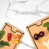 Cuisipro Fibre Wood Cutting Board with Silicone Feet, 12 x 9 Inch, Natural/Slate