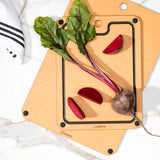 Cuisipro Fibre Wood Cutting Board with Silicone Feet, 12 x 9 Inch, Natural/Slate