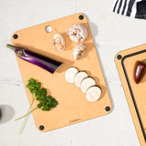 Cuisipro Fibre Wood Cutting Board with Silicone Feet, 12 x 9 Inch, Natural/Slate