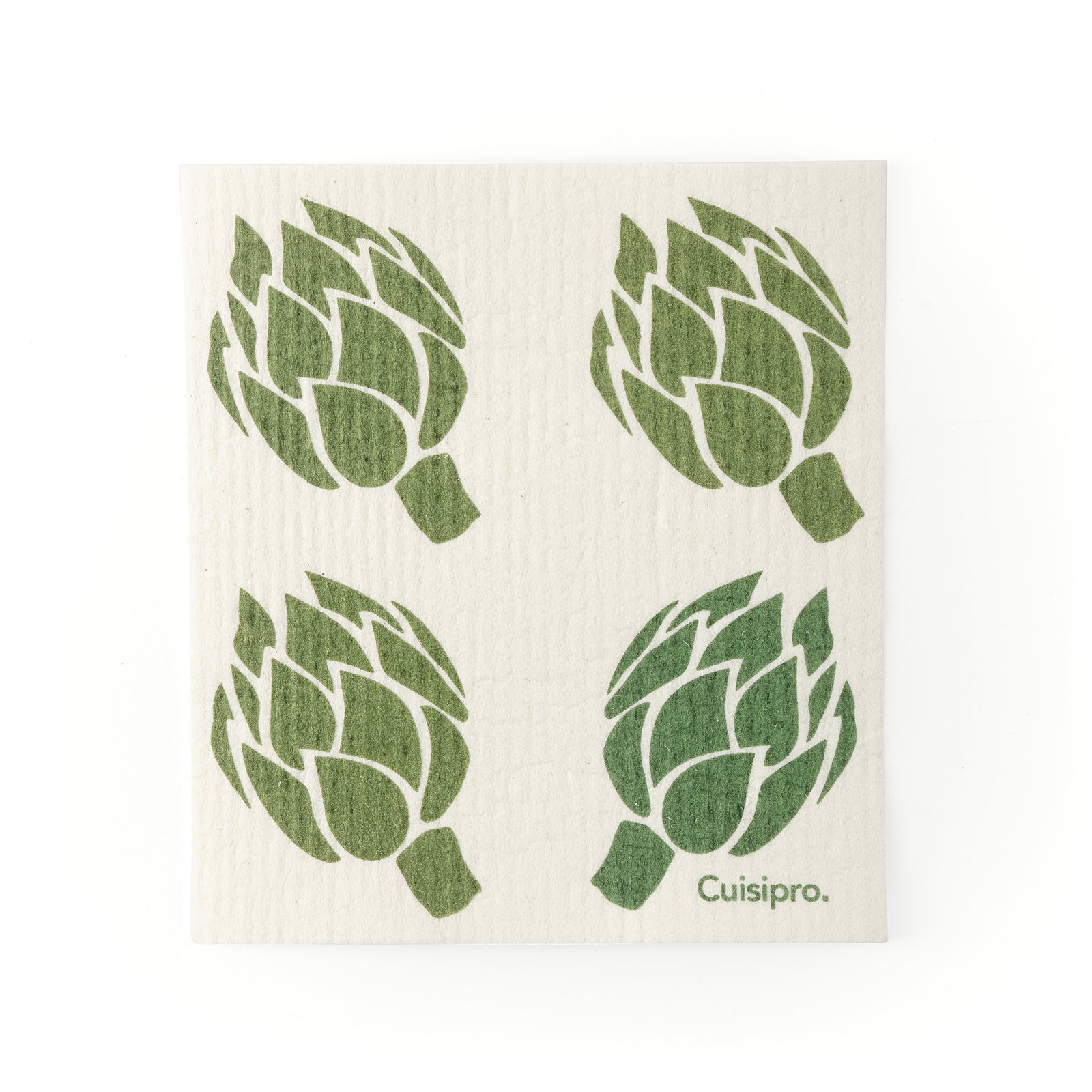 Cuisipro All Purpose Eco-Cloth Sponge Cloth, Green Stripe/Artichoke, Set of 2
