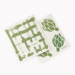 Cuisipro All Purpose Eco-Cloth Sponge Cloth, Green Stripe/Artichoke, Set of 2