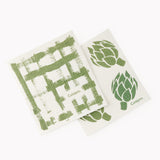 Cuisipro All Purpose Eco-Cloth Sponge Cloth, Green Stripe/Artichoke, Set of 2