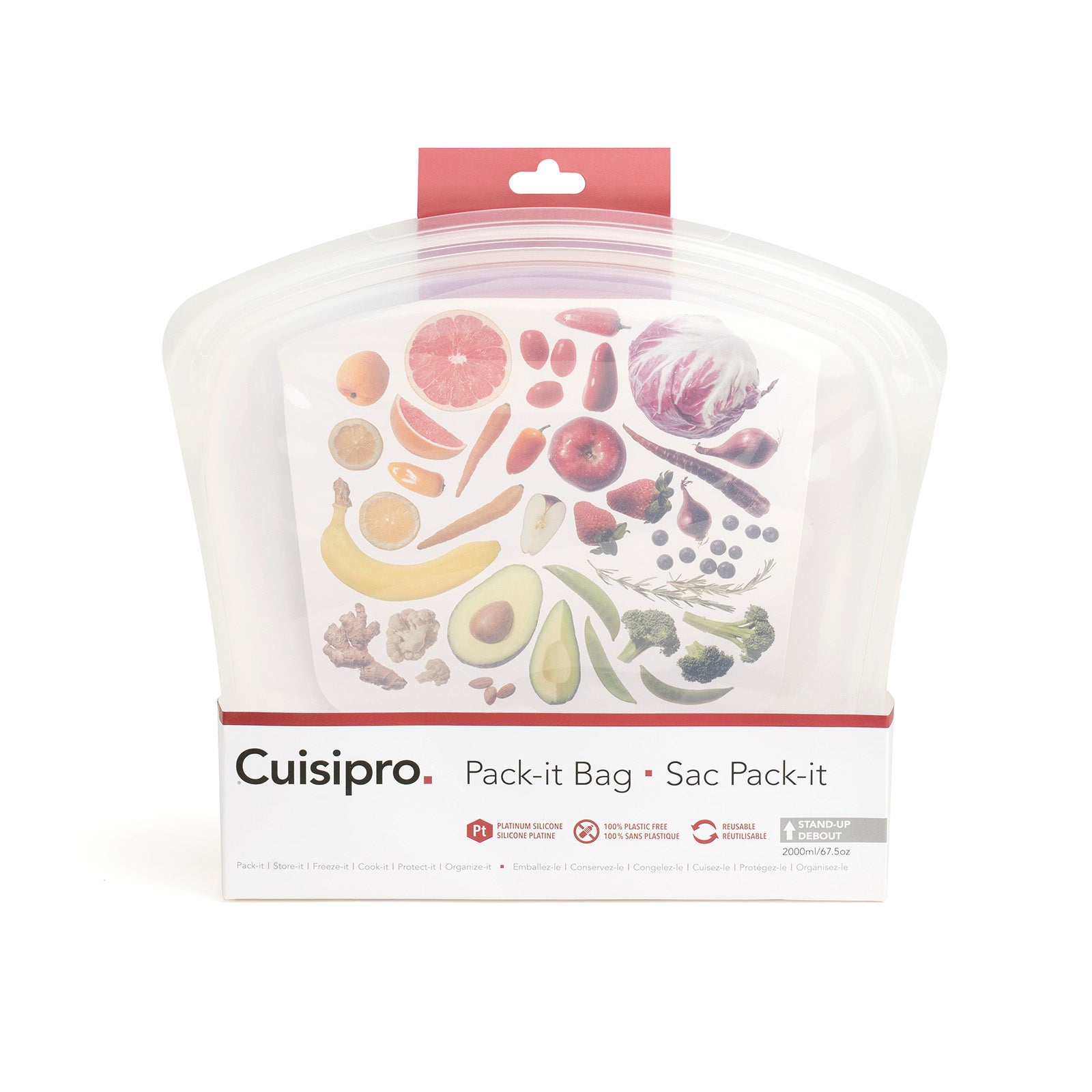 Cuisipro Pack-It Silicone Reusable Storage Bag, 3000ml/101 oz, Clear